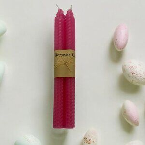 Natural Beeswax  Candlesticks Set, 9" Long, Natural Beeswax Sheet Handrolled NWT